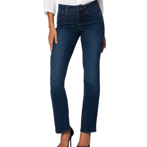 NYDJ Marilyn Straight Leg Mid Rise Dark Wash Jeans 30 X 31 - Picture 1 of 14